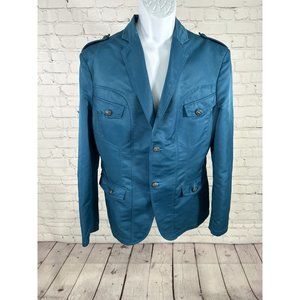 Vassari Los Angeles Blue Fleur De Lis Button Jacket Blazer Retro Men’s XL